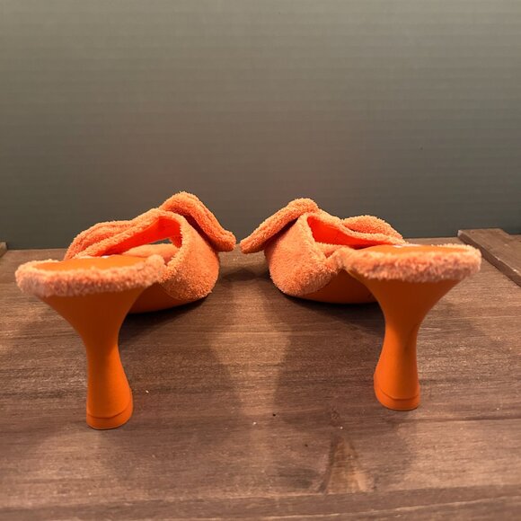 Chelsea & Violet Womens Orange Tara Faux Suede Block Heeled Sandals Size 7.5 - Picture 4 of 9